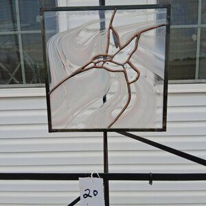 Hummingbird stained glass garden stake